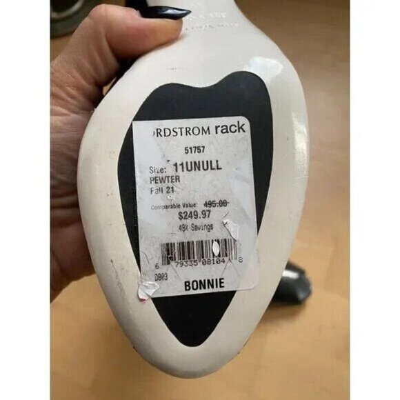 Ron White "Bonnie" Peep Toe Pewter Stiletto Heel BNWT Italy - Picture 7 of 10